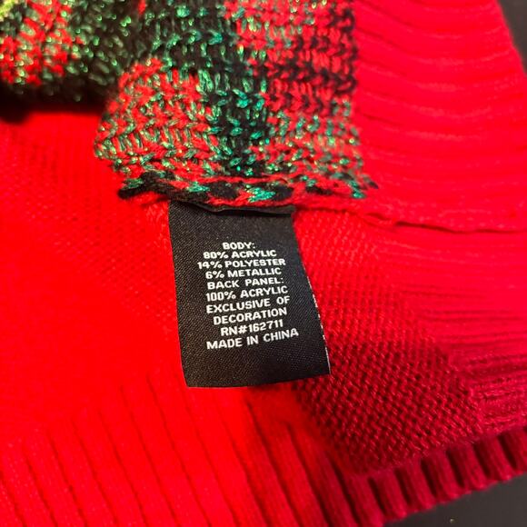 33 Degrees Llama Ugly Christmas Sweater XL Red Green Glitter Pom Pom Funny - Picture 6 of 6